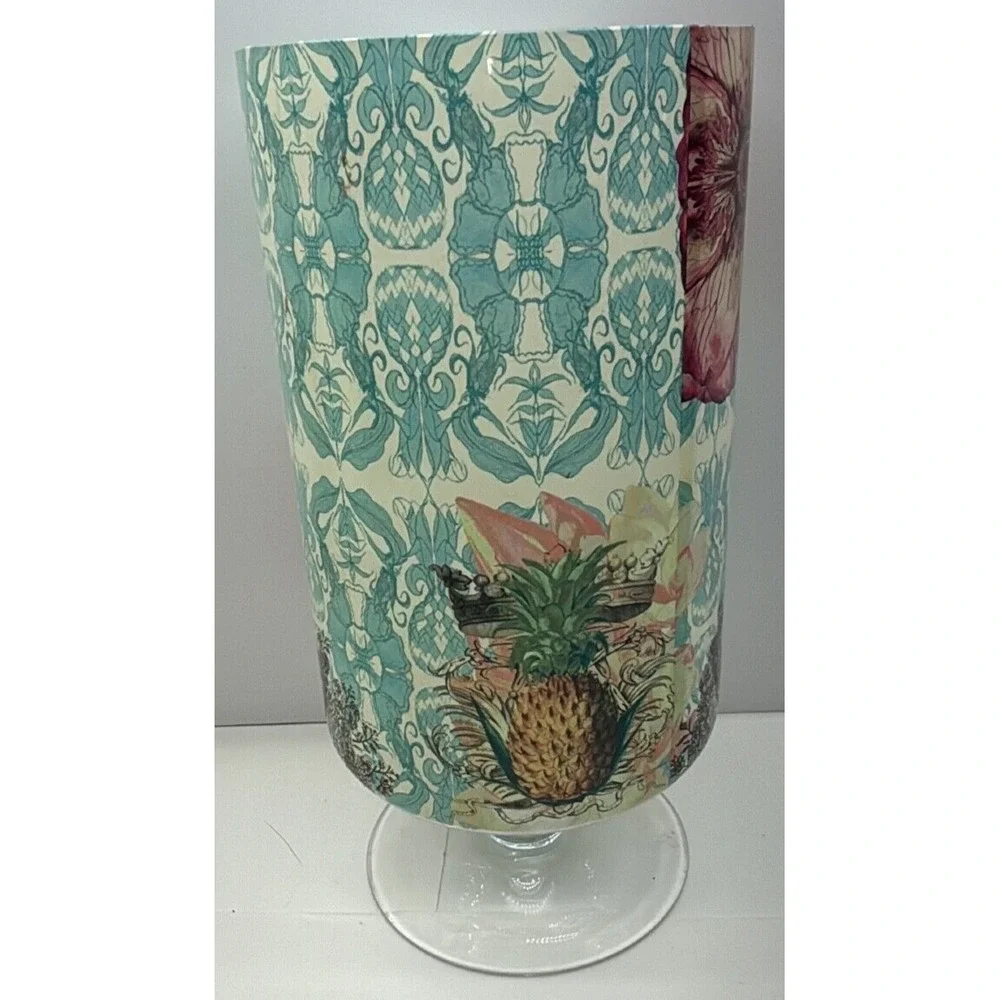 Glass With Flower/Pineapple on‎ Pedestal Apothecary Container/Vase